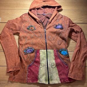 KPC Nepal colorful patchwork jacket hoodie large